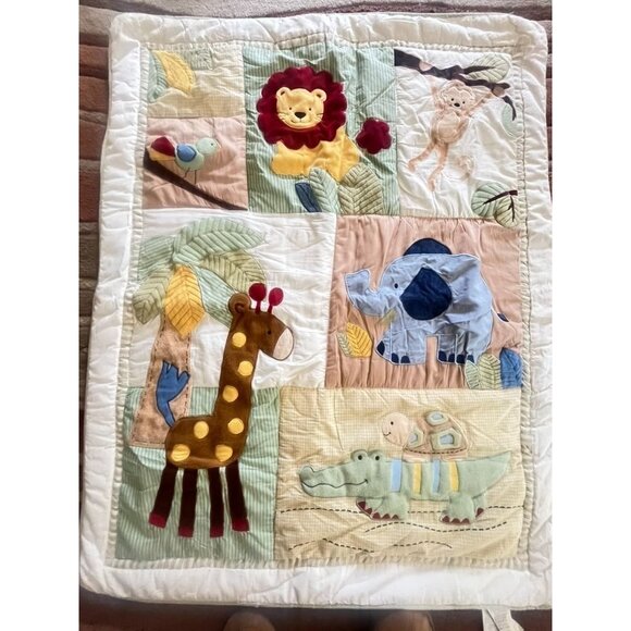 Vtg Tiddlewinks Safari Friends 5 Pc Crib Set Giraffe Lion Monkey Gator Elephant - Picture 3 of 8